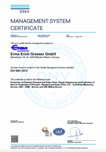 Zertifikat des Qualitätssicherungsmanagementsystems von DNV.